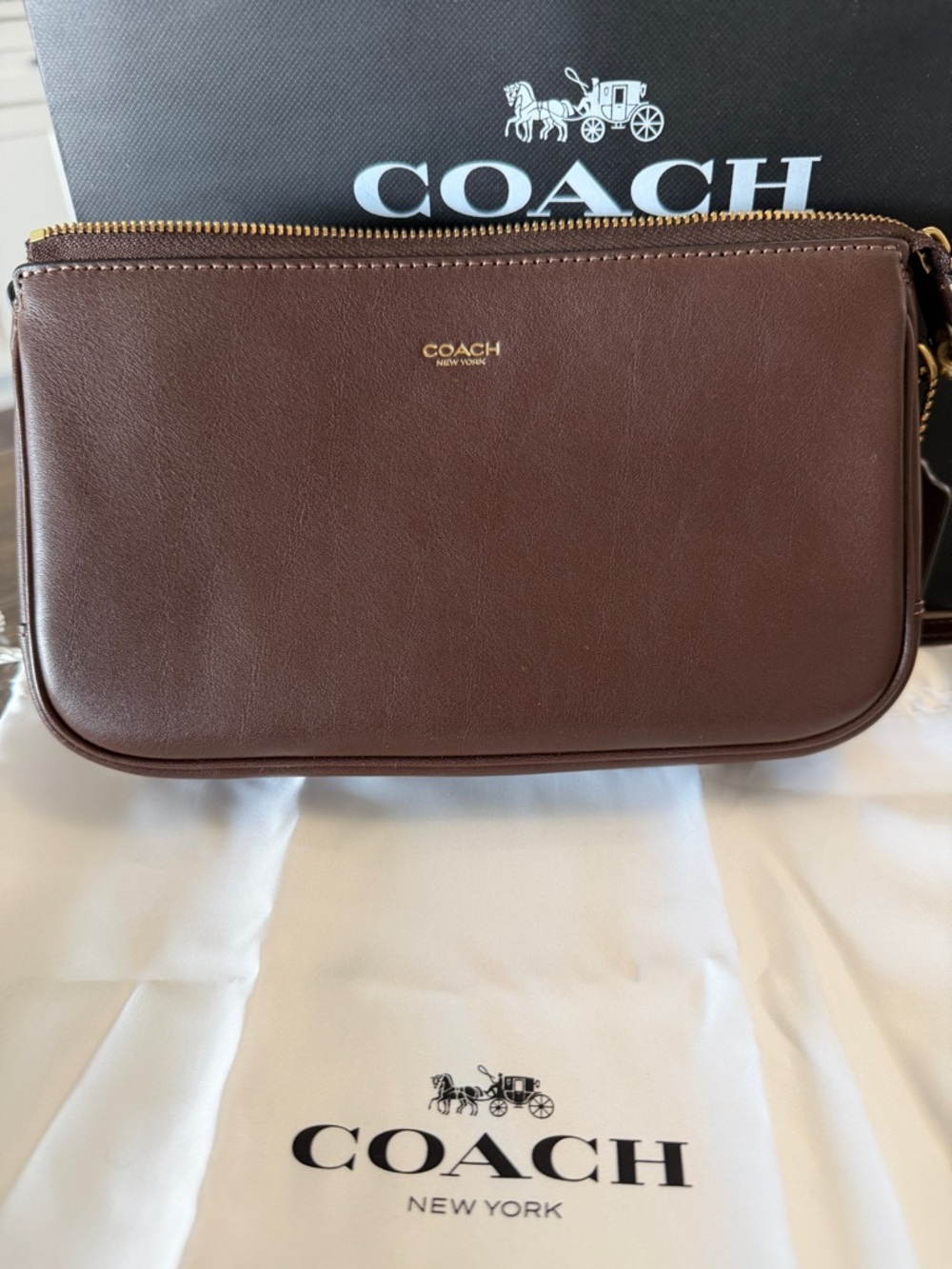 Coach Plaza Shoulder Bag in Dark Brown with Gold Hardware. PRICE FIRM - Picture 5 of 11